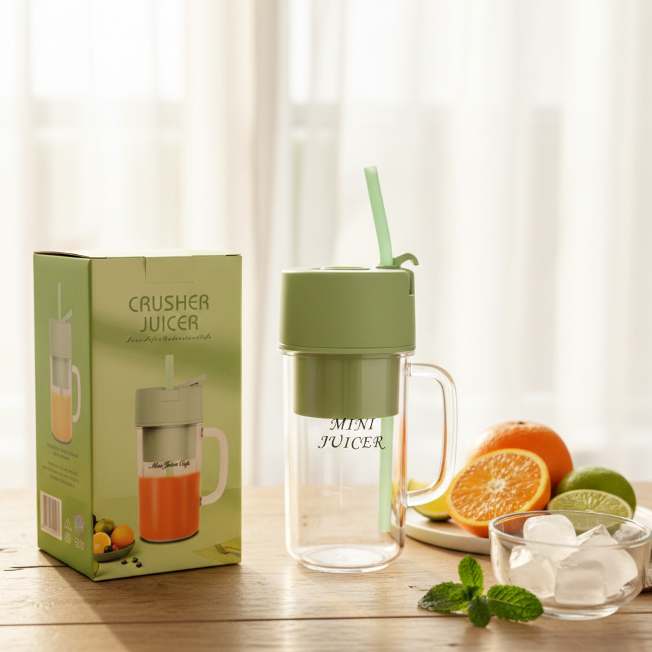 Professional Mini Juicer – Portable Blender & Smoothie Maker with Built-In Straw | Compact Fruit Extractor for Travel & Home Use ~ Random Color