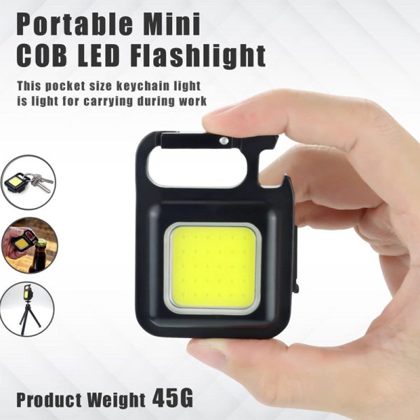 Rechargeable Mini COB LED Flashlight Keychain with Bottle Opener | Portable Pocket Torch Light