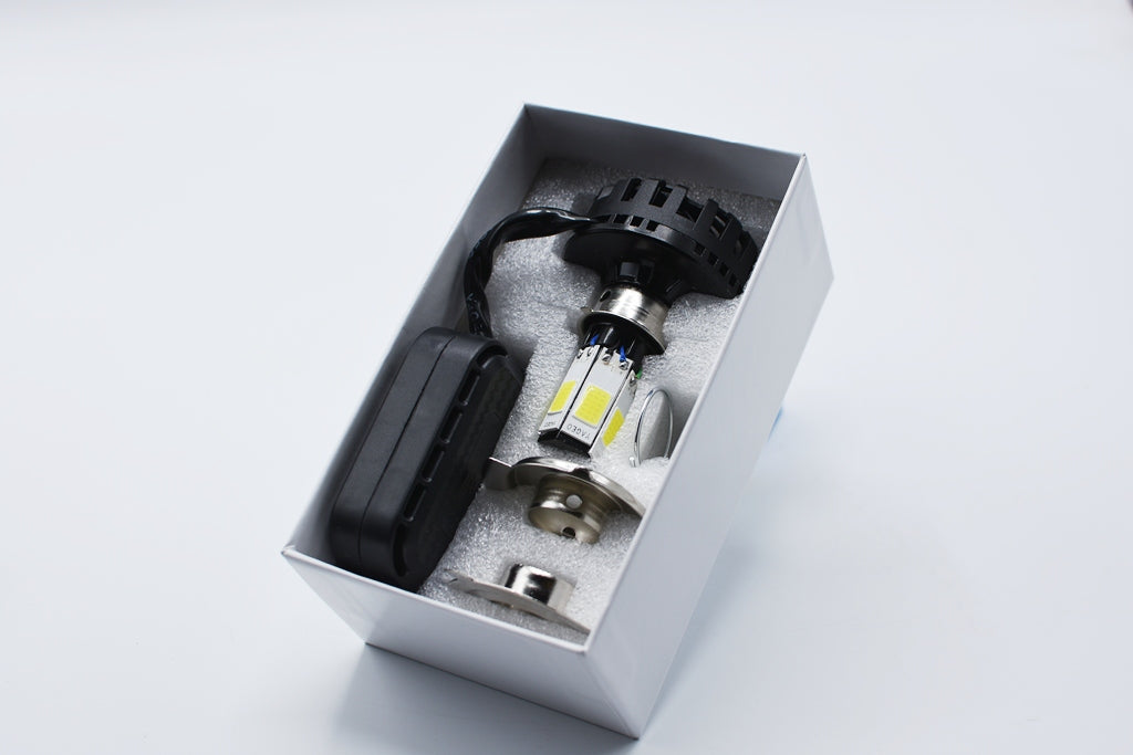 M6 LED Universal Headlight with Fan for All Bikes | universal fitting 3 function High/Low and flasher light