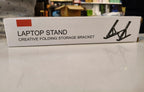 Metal Body Laptop Stand | Creative Folding Storage Bracket | Adjustable Portable Durable | 24×4.5cm Folded / 24×16.5cm Opened