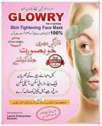 GLOWRY Skin Tightening Face Mask with Fuller’s Clay | Natural Indian Formula for Oil Control & Pore Cleansing | 100% Organic Herbal Pack