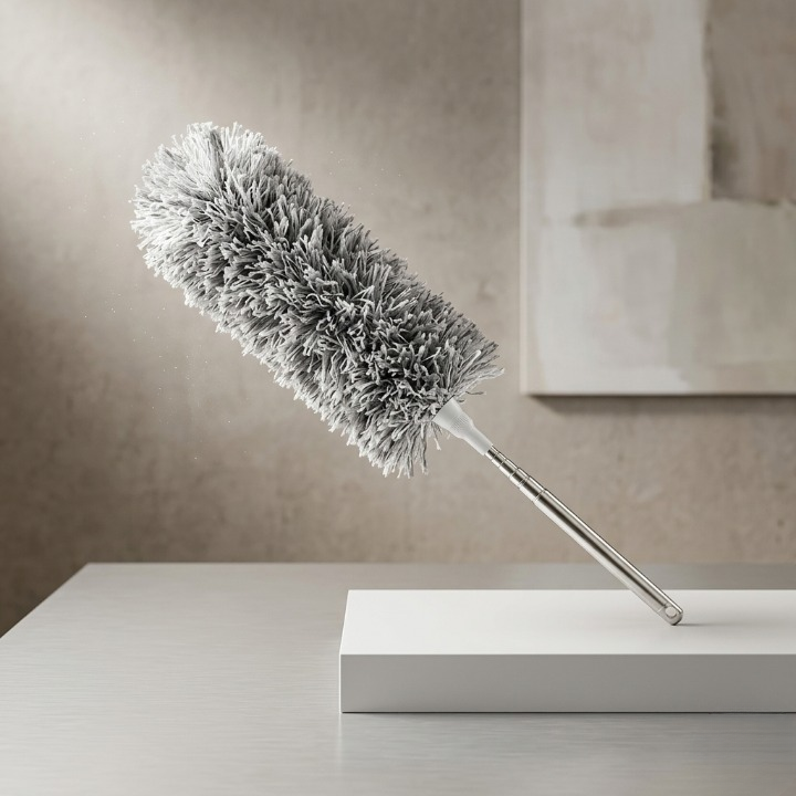 Grey Microfiber Flexible Duster – Extendable & Bendable Cleaning Tool with Telescopic Pole for High Ceilings, Fans, and Tight Corners