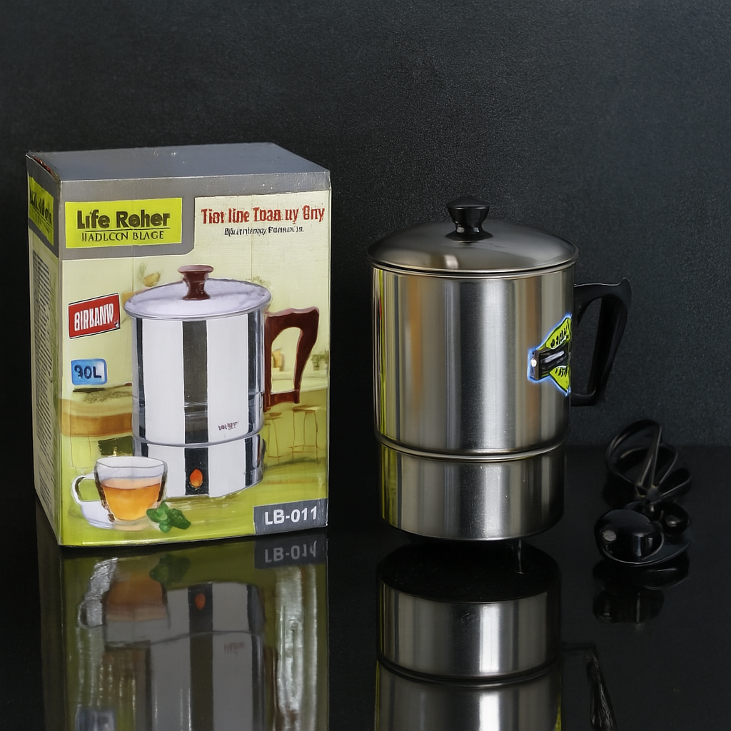 Life Relax Electric Water Kettle 1.0L – Stainless Steel Electric Heating Cup LR-014 | 350W Portable Electric Water Boiler for Tea, Coffee, Milk & Food