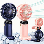 Rechargeable Hand Fan with LED Display | 5 Speed Modes Portable Mini Handy Fan for Kids & School Use
