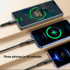 3 in 1 USB Fast Charging Cable – Lightning, Micro USB &amp; Type-C | Compatible with iPhone, Android, Xiaomi, Huawei, Samsung, iPad