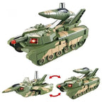 2‑in‑1 Military Aircraft & Tank Toy | Transformable Fighter Jet & Tank | Durable & Safe for Kids (random colour)