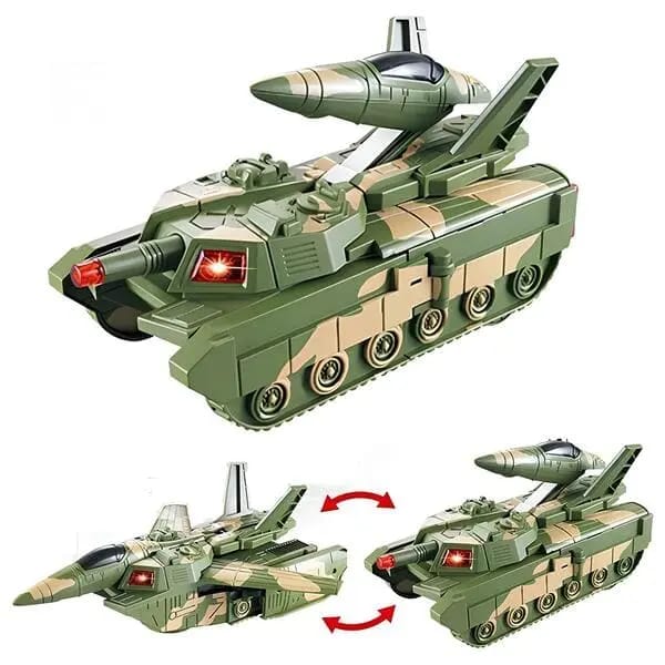 2‑in‑1 Military Aircraft & Tank Toy | Transformable Fighter Jet & Tank | Durable & Safe for Kids (random colour)