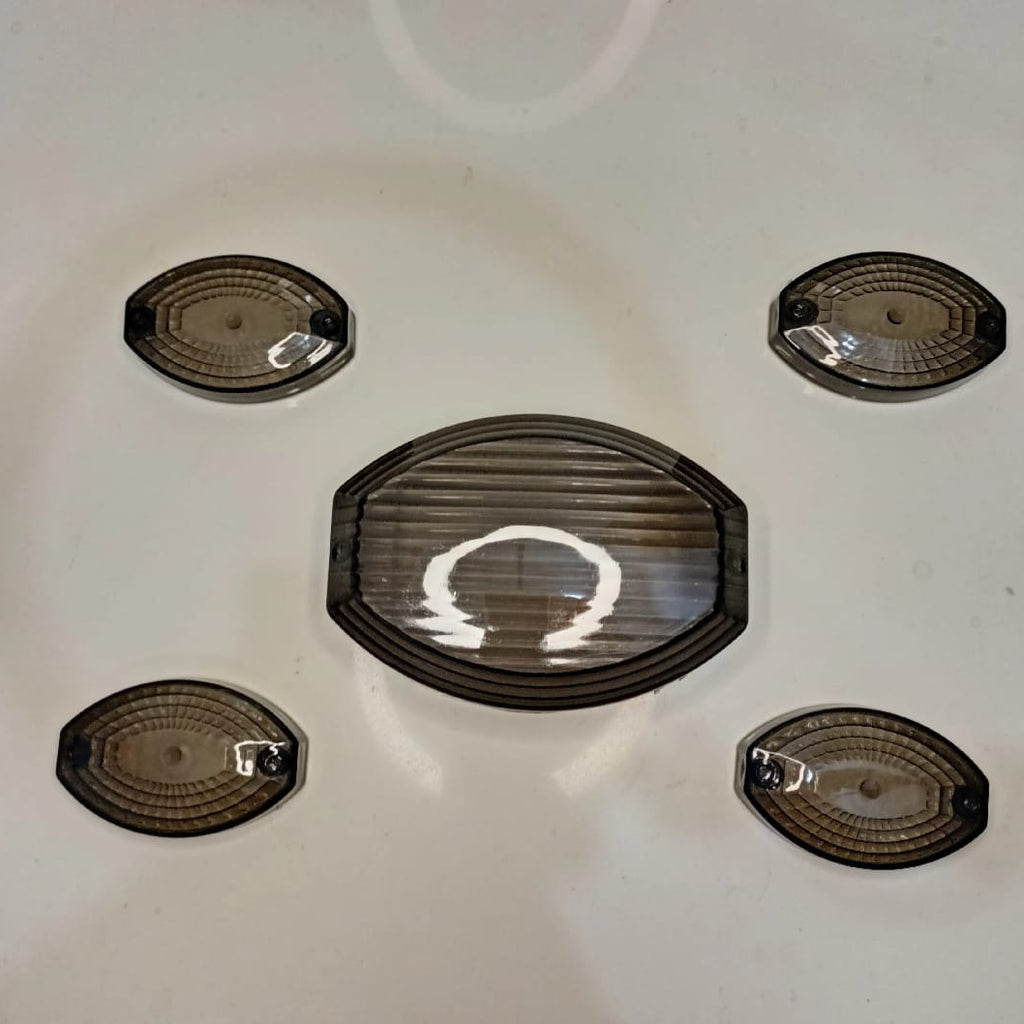 Indicator Cover And Backlight Cover For 125Cc Bikes Crystal White And Smog Color Set of 5 Pcs