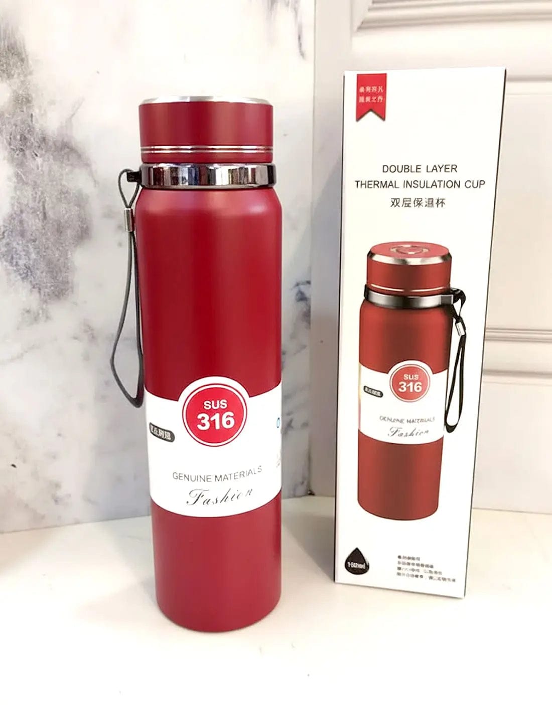 Premium Matte Stainless Steel Water Bottle 800ml 1000ml Leak Proof Double Wall Insulated Hot Cold Flask