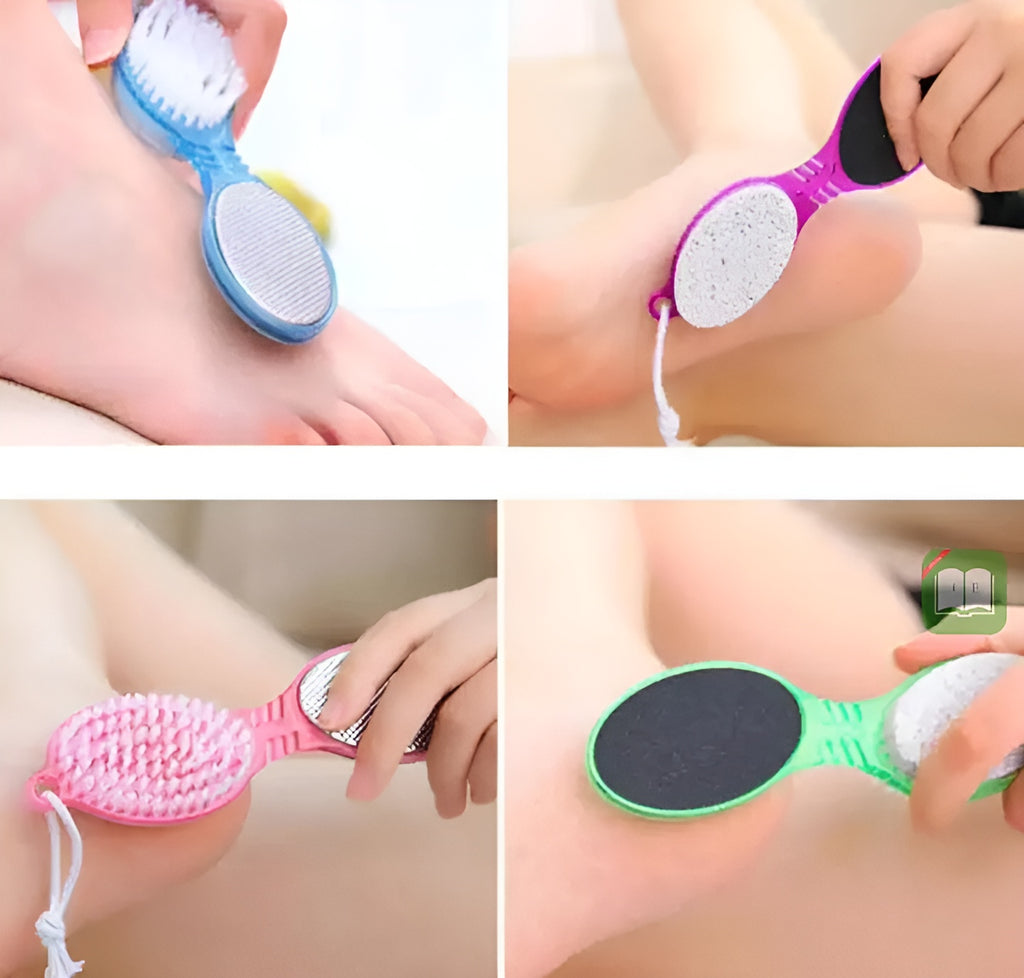 4 In 1 Foot Scrubber | Multi Use Pedicure Paddle Brush - 4 Step Pedicure Cleanse, Scrub, File And Buff (Random color)