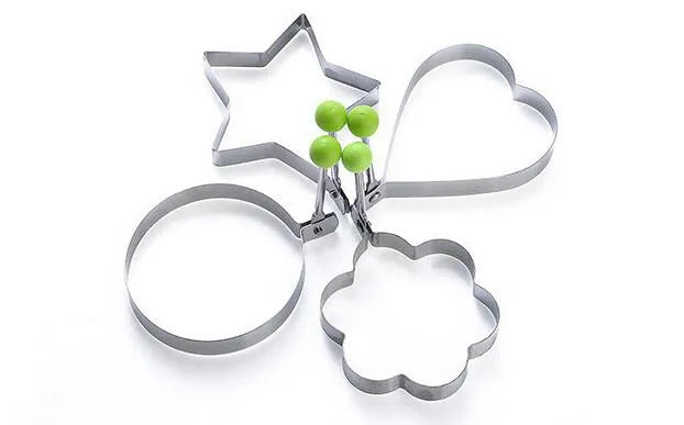 Pack of 4 New Mould Style Fried Egg Pancake Shaper   | Egg Shaper Kitchen Tools Star, Heart, Round, Flower Shaped Stainless Steel