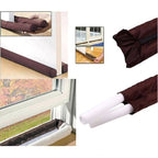 Two-Sided Door Draft Stopper (Pack of 4) Weather Stripping Window Breeze Blocker Adjustable Door Sweeps, Dark Brown (38 inches)