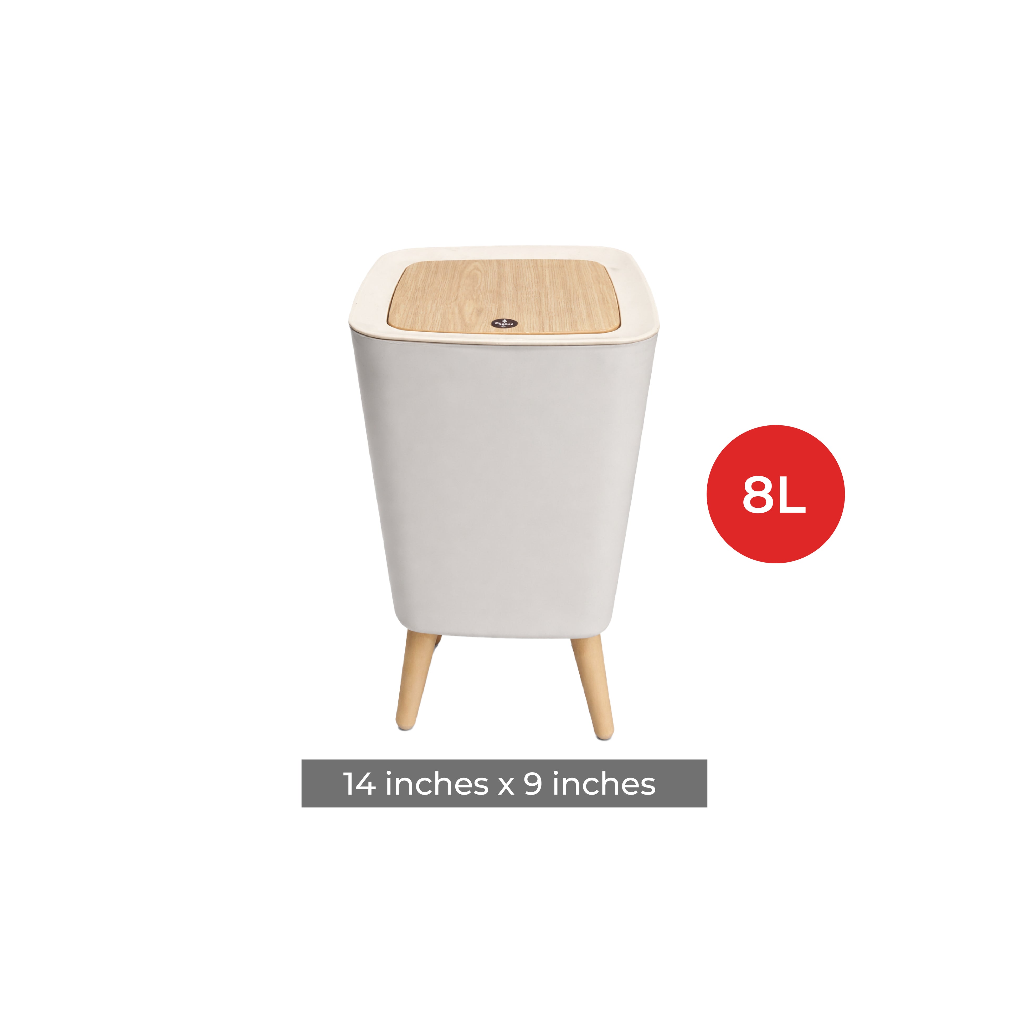 Royal's 8L Modern Nordic Trash Bin with Push Mechanism & Elevated Legs