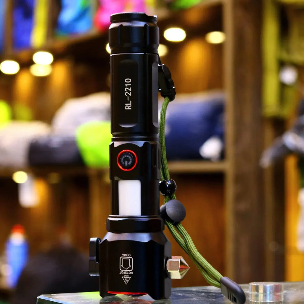 Rl-2210 Multifunctional Rechargeable LED Emergency Flashlight with Side Work Light &amp; USB Charging – Ultra-Bright, Portable &amp; Durable Torch for Home, Car &amp; Outdoors