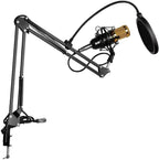 3.1 Professional Condenser Microphone - Podcast Mic Set Condenser Microphone With Rechargeable Auxiliary Background For Karaoke Singing, Youtube Recording Mic Set For Youtube | Mic Kit