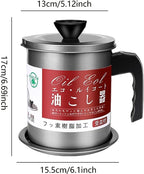 Oil Fryer Cookerwith Stainless Steel Fine Mesh with Lid Food Grade Iron Cooking Oil Filter Machine with Handle for Kitchen