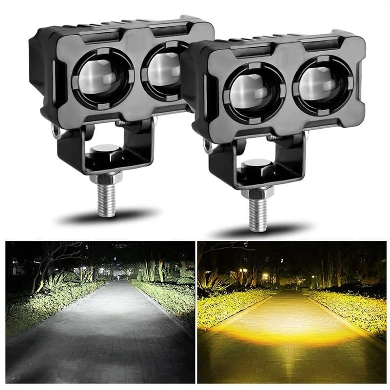 Motorcycle Robot Dual Colour LED Work &amp; Driving Lights – 5000K–6500K Two-Color External Headlights / Fog Lamp