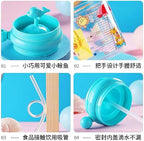 Children Whale Spray Cup Sippy Bottle Cartoon Baby with Sippy Kettle Outdoor Portable Children's Cup (Random Color)