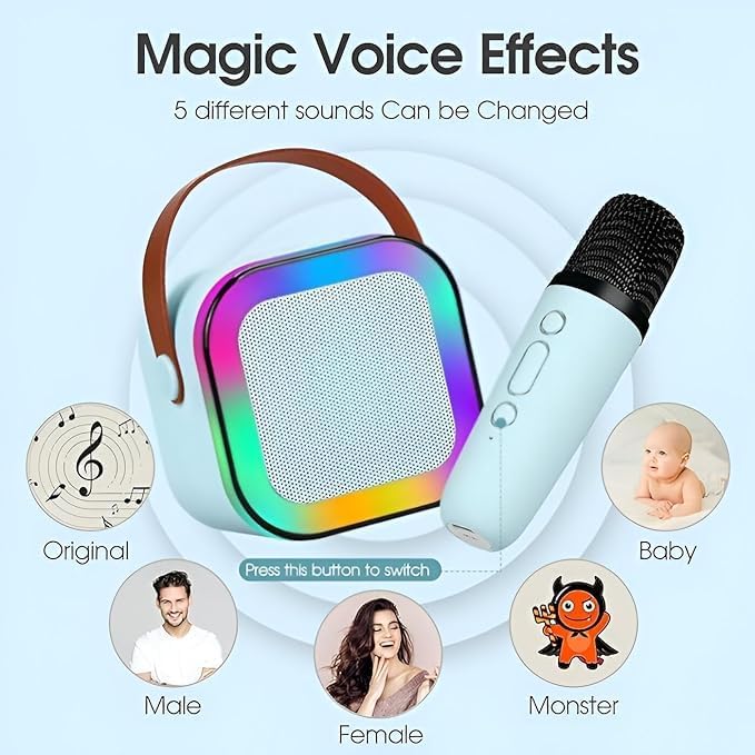 K12 Wireless Audio Microphone Bluetooth Speaker Portable Stereo Speaker Bluetooth Speaker Karaoke Speaker with Mic (random color)