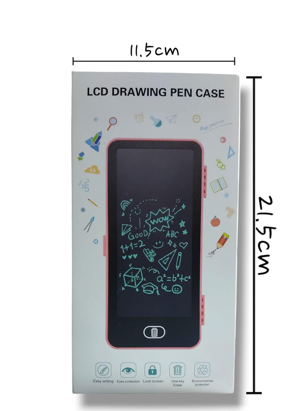 LCD Drawing Pen Case Easy Writing with Eye Protection, Lock Screen, Large Space LCD Drawing Pen Case-One Key Erase (Random Color)