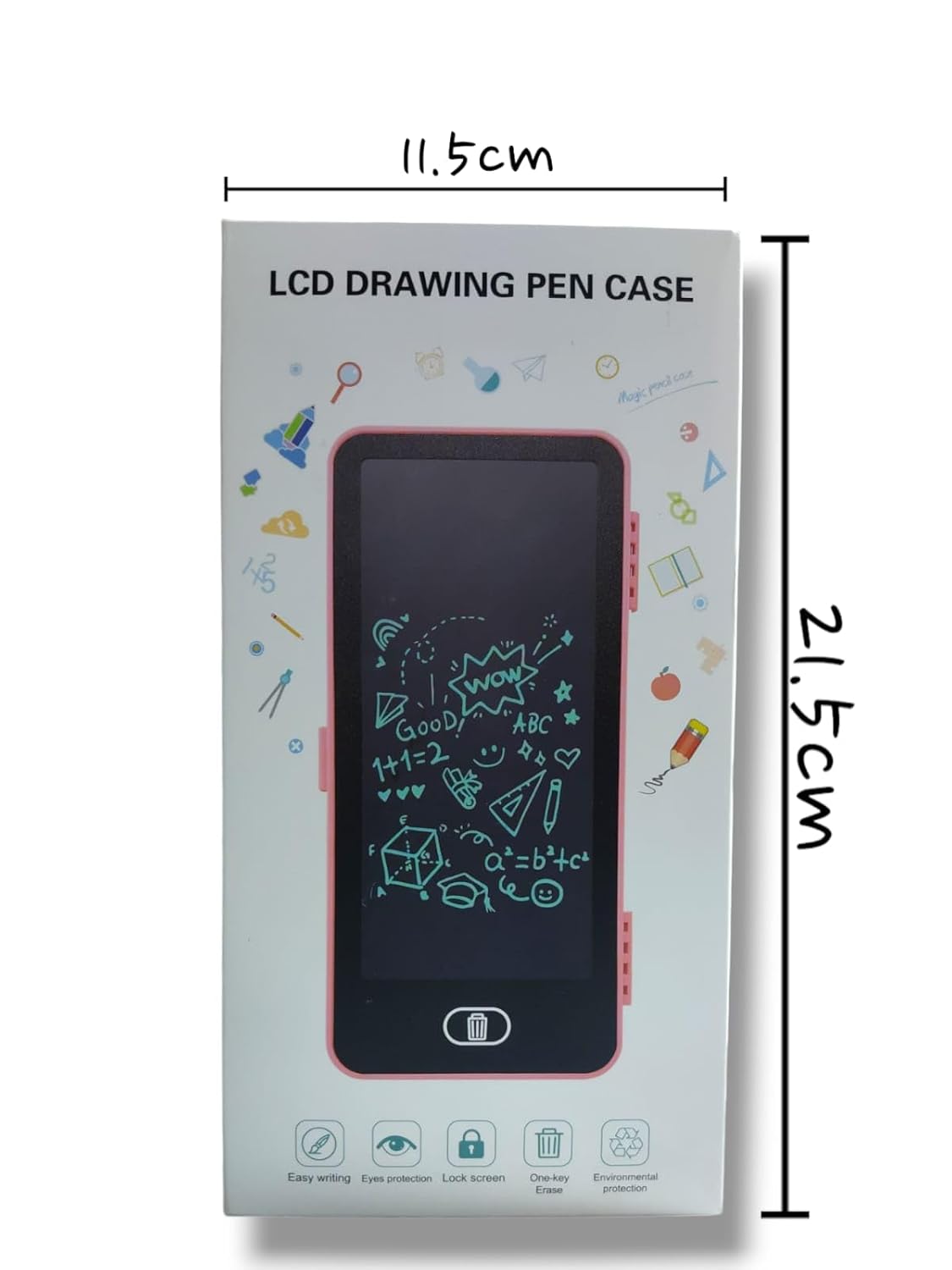 LCD Drawing Pen Case Easy Writing with Eye Protection, Lock Screen, Large Space LCD Drawing Pen Case-One Key Erase (Random Color)