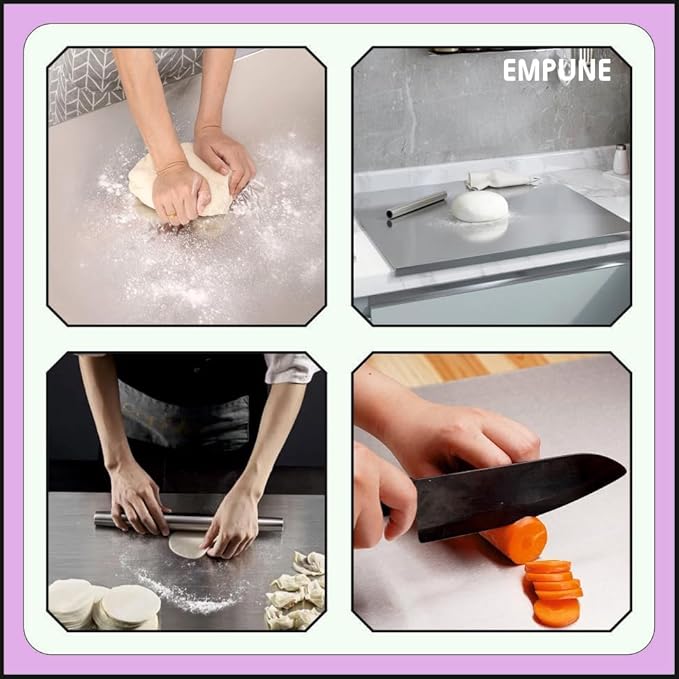 Stainless Steel Cutting Board! 🔪✨   Durable, hygienic, and easy to clean—perfect for all your chopping needs. A must-have for any chef! - Size: 41x33Cm