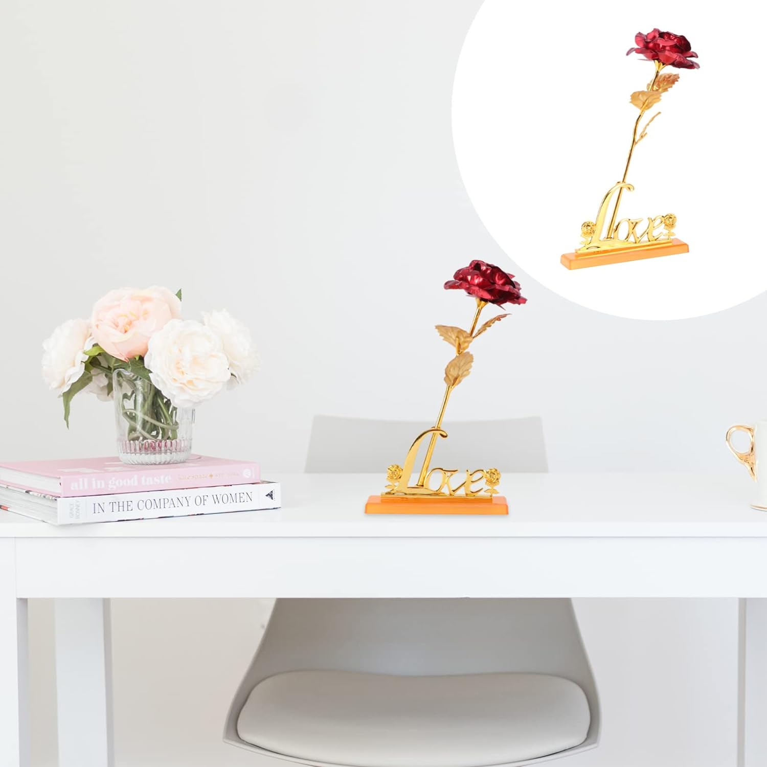 24k Gold Plated Rose (With Love Holder Box) Gift Ramazan Greeting Mother's Day Gift Flower Gold Dipped Rose
