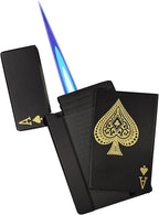 Jet Torch Playing Card Lighter, Green Flame Ace Card Lighter Windproof Refillable Lighter Playing Cards Cool Design (Metal Body) random color