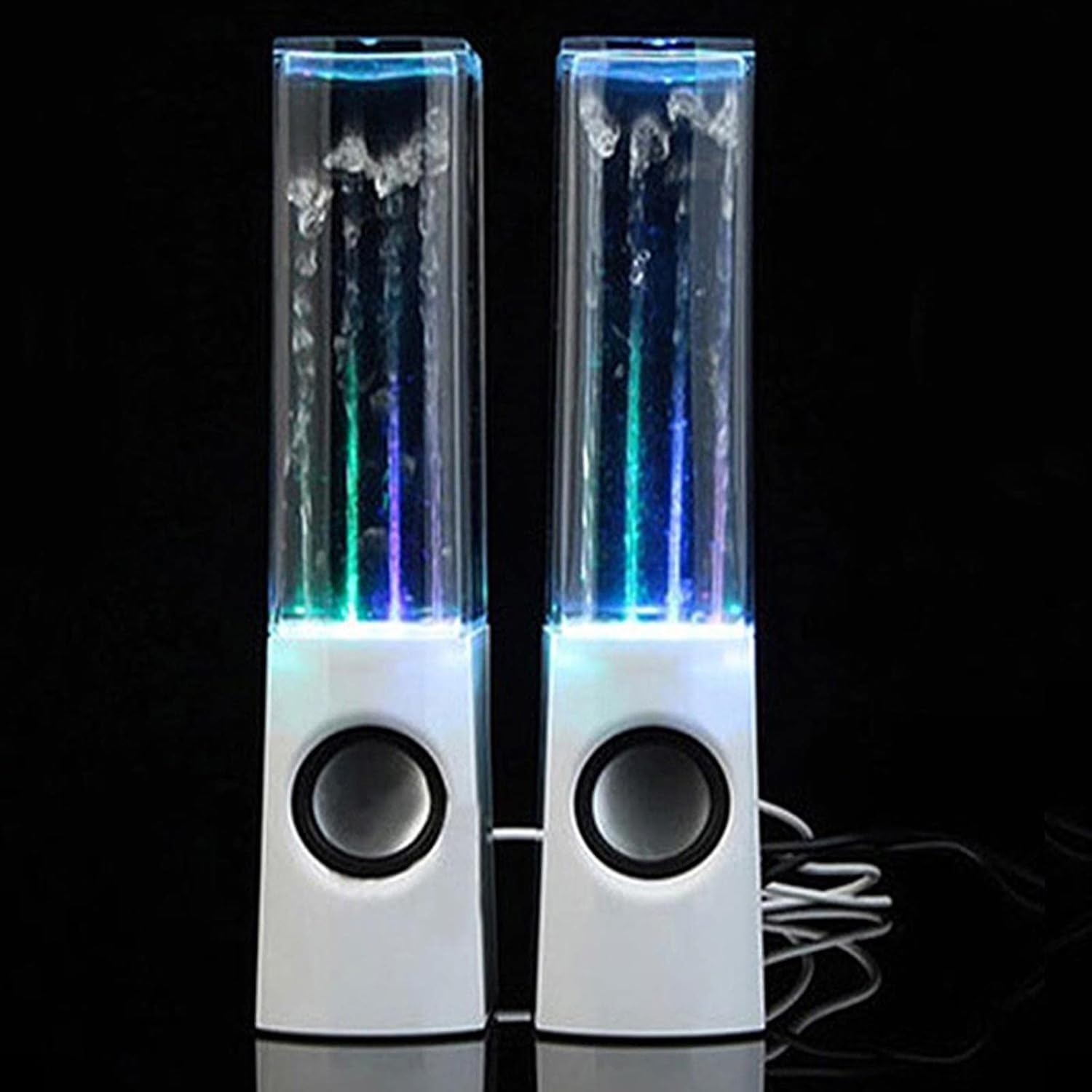 Water Dancing LED Speakers – Colorful Fountain Music Speaker with 3D Sound | USB Powered Portable Desktop Speaker (Random Color)