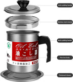 Oil Fryer Cookerwith Stainless Steel Fine Mesh with Lid Food Grade Iron Cooking Oil Filter Machine with Handle for Kitchen