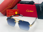 Cartier Luxury Rimless Square Sunglasses For Men And Women With Gradient UV Style Fashion Glasses