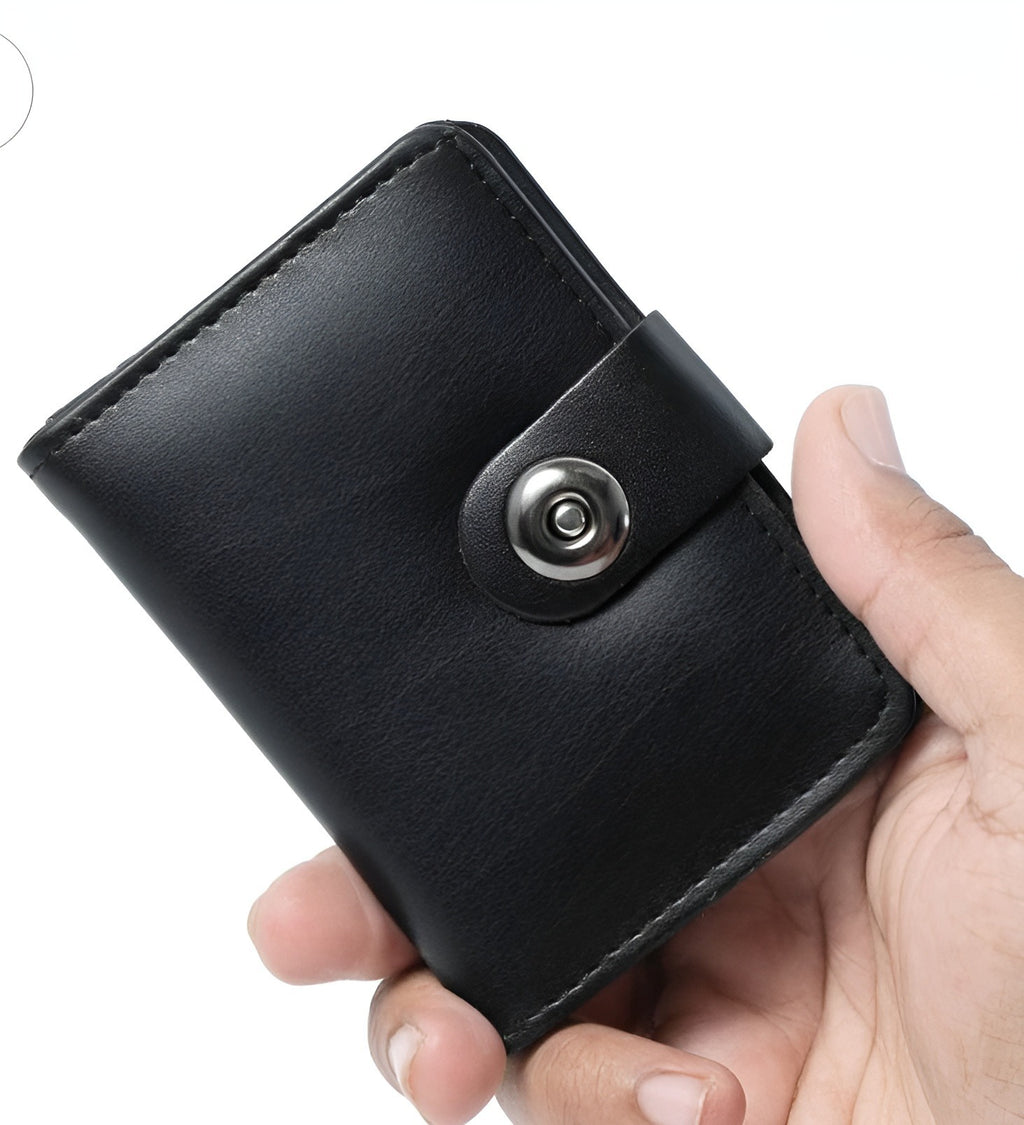 Men’s Premium Card Holder Wallet | Magnetic Button Small Wallet | 6 Card Slots & Cash Pocket