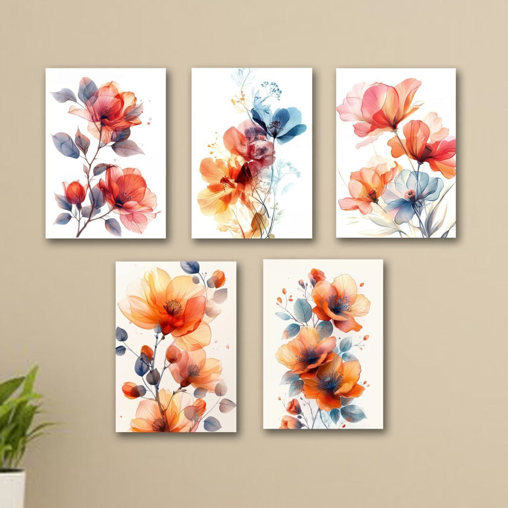 Set of 5 Premium Wall Art Photo Tiles – Modern Home Decor Sets 8x11