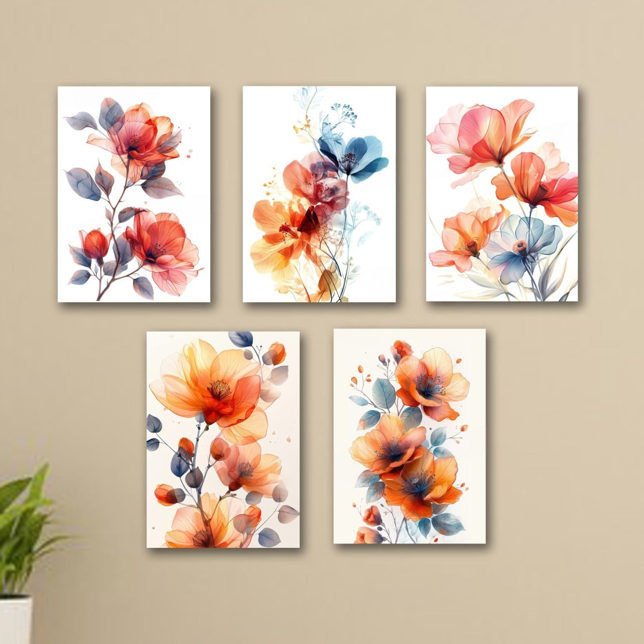 Set of 5 Premium Wall Art Photo Tiles – Modern Home Decor Sets 8x11