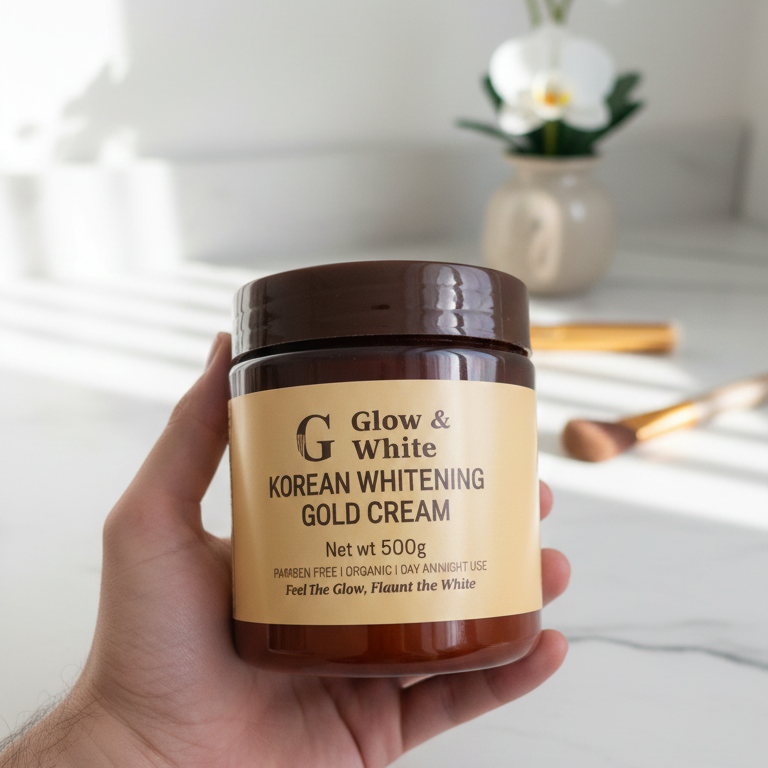 Glow & White Korean Whitening Gold Cream for radiant, bright, and nourished skin care.
