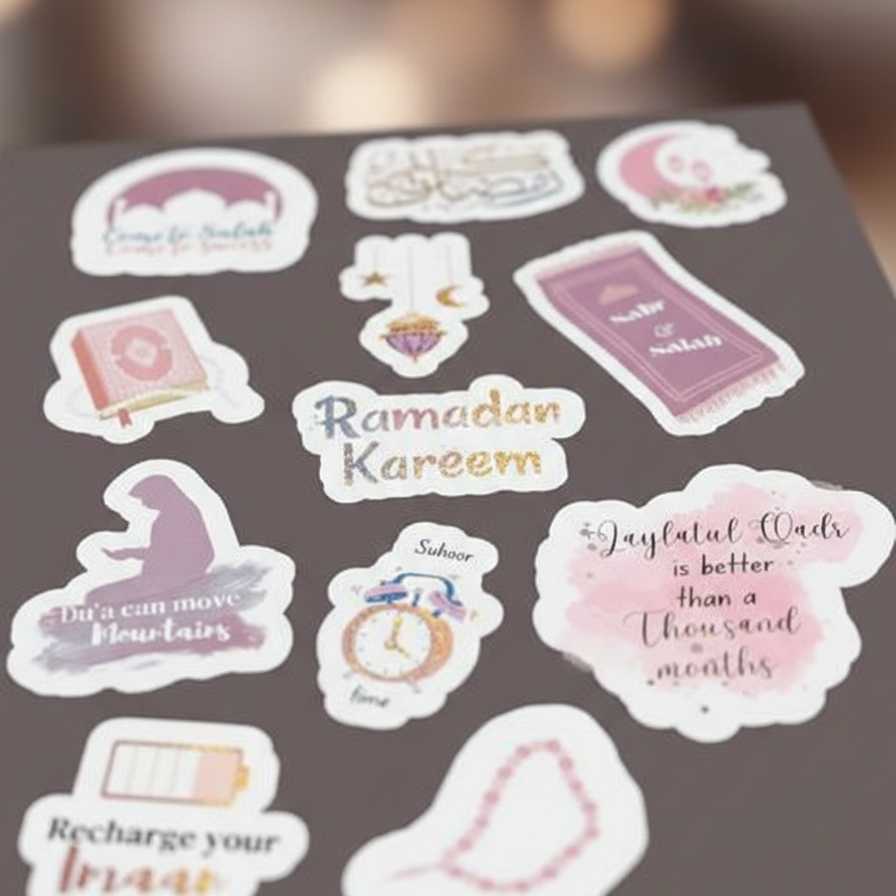 Ramadan Mubarak Sticker Pack – 12 Uncut Decorative Stickers