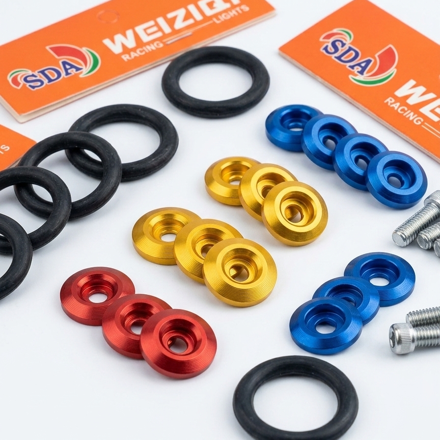 Motorcycle Fancy Chain Cover Bolts with Washer 4 Pcs Set – Red, Golden, Blue