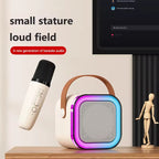 K12 Portable Bluetooth Speaker with Wireless Mic | RGB LED Lights | High Bass Rechargeable Karaoke Speaker for Kids, Home & Outdoor Parties