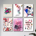 Set of 6 Fashion & Empowerment Wall Art Frames – 8x11" MDF with Sticky Backing