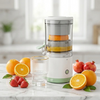 Manual Citrus Juicer & Squeezer – Portable Hand-Press Fruit Juicer with Built-in Strainer and Measuring Cup