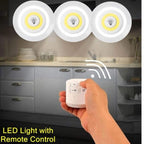 LED Cabinet Light Remote Control Set – 3 Wireless Cell Operated Tap Lights with Dimming & 30 Mins Timer Modes