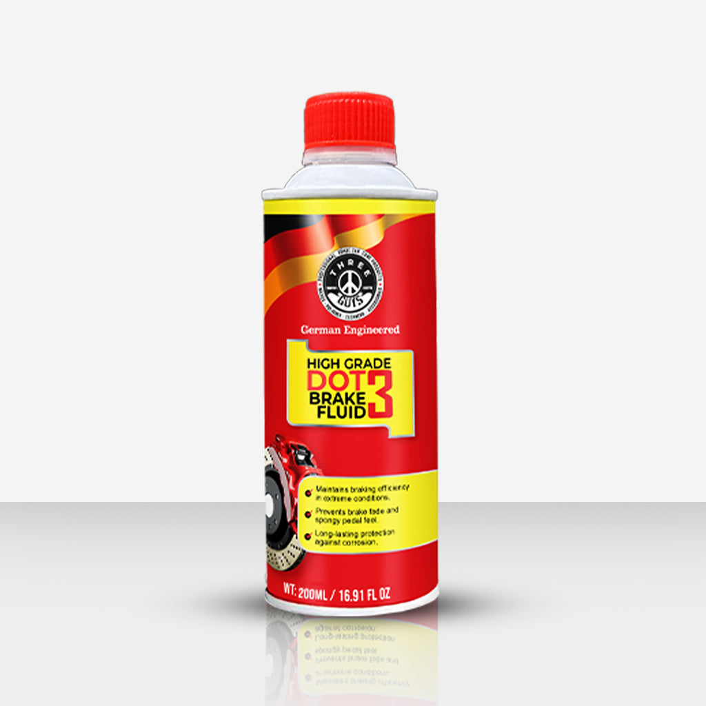 THREE GUYS High Grade Brake Fluid DOT 3 – German Engineered | Heavy-Duty, Non-Petroleum Based 200ML , 355 ML & 500 ML