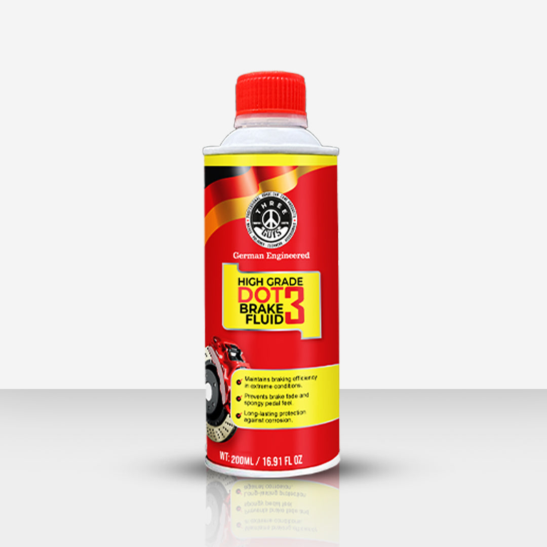 THREE GUYS High Grade Brake Fluid DOT 3 – German Engineered | Heavy-Duty, Non-Petroleum Based 200ML , 355 ML & 500 ML
