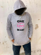 New Summer Collection Full Grey Hoodie one love one heart  Printed For girl And Boys
