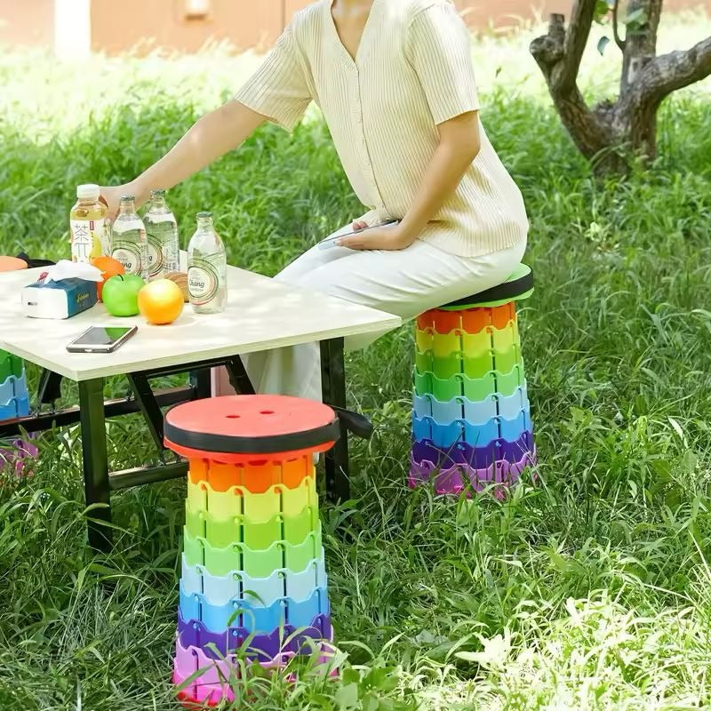 Portable Telescoping Stool, Folding Stool Lightweight &amp; Sturdy, Retractable Telescopic Stool For Gardening, Camping, Travel, Fishing, Hiking And Bbq(Multi Color)