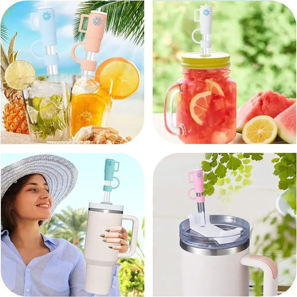 Buy 1 Get 1 Free – Cartoon Silicone Straw Plug Set | Splash-Proof, Airtight, Reusable Straw Covers for Stanley Cups, Tumblers & Bar Accessories