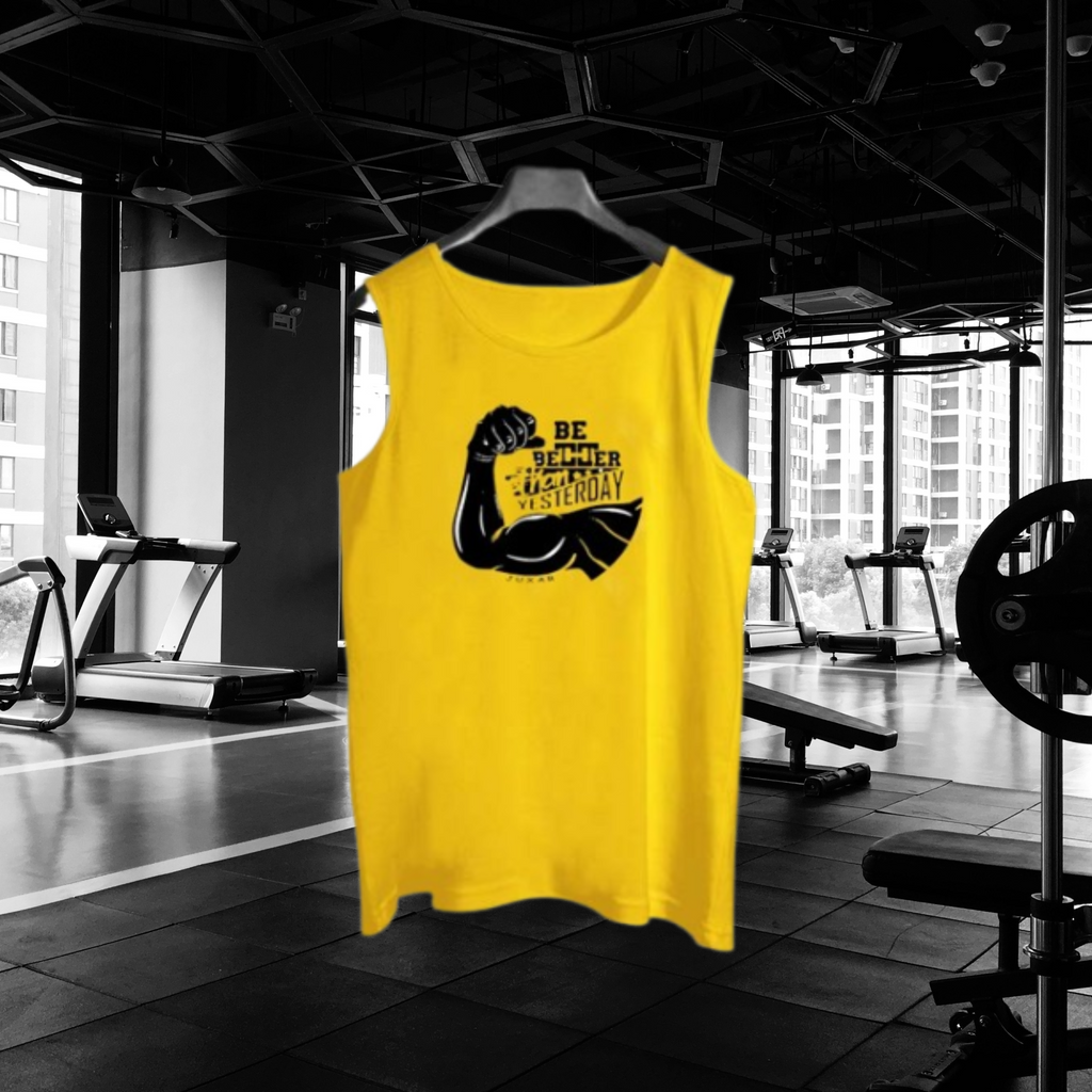 Vest- undershirt Jeans knit Men's Wear [Yellow] | Sleeve-Less 100% Pure Sando