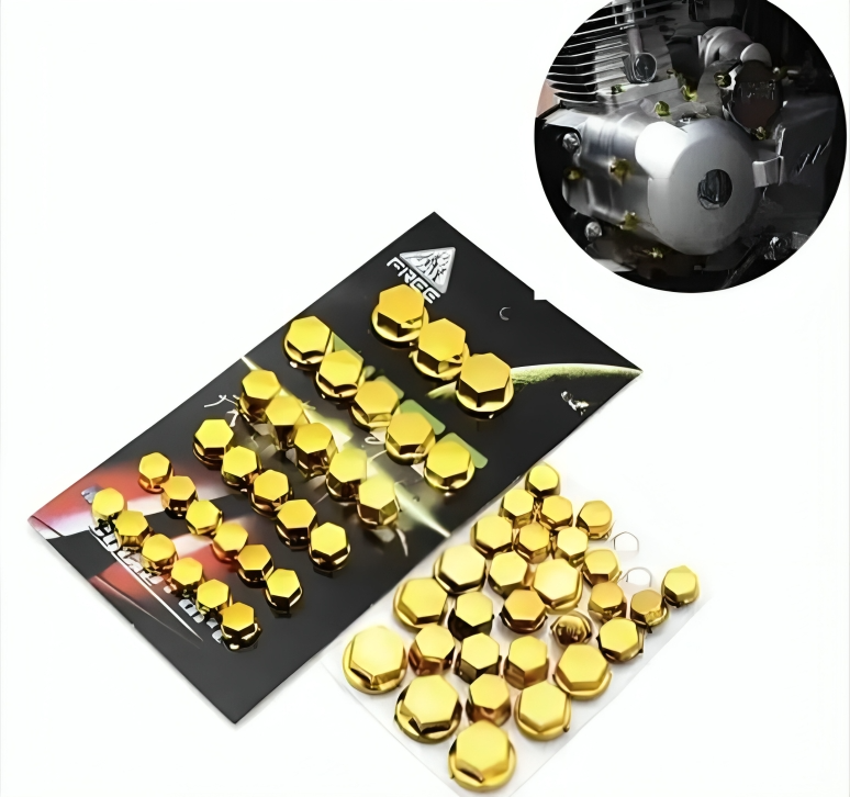 Bike Motorcycle Fancy Nut Bolt Cover – Universal Fit (Plastic, Random-Color)