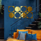 Modern Acrylic Wall Mirror Décor | Peel & Stick Square & Round Shape Stickers | 8-Piece Set (7.8x7.8 Inches, 32x16 Wall Coverage)