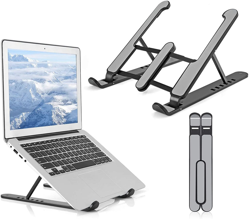 Metal Body Laptop Stand | Creative Folding Storage Bracket | Adjustable Portable Durable | 24×4.5cm Folded / 24×16.5cm Opened